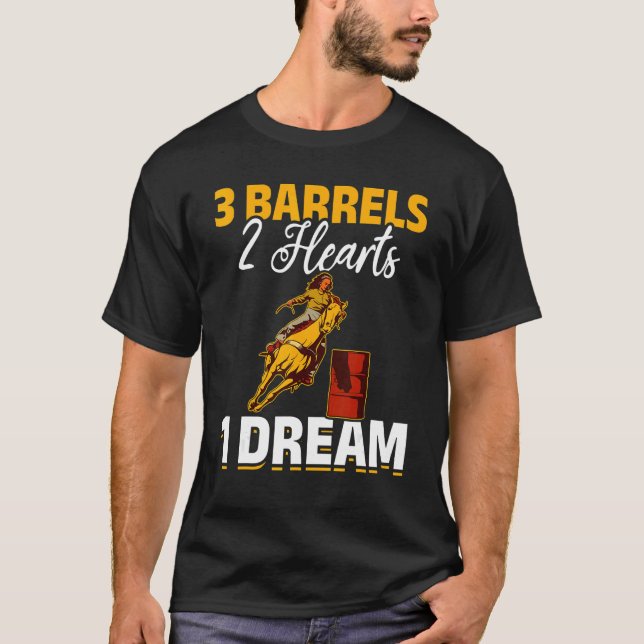 Camiseta Carrera de barriles de caballo 3 Barriles 2 Corazo (Anverso)