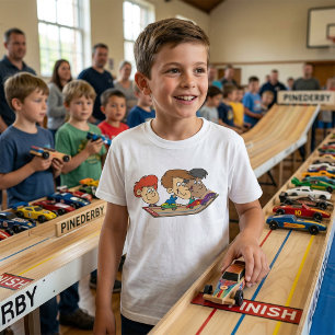 Camiseta Carrera de coches de madera para niños