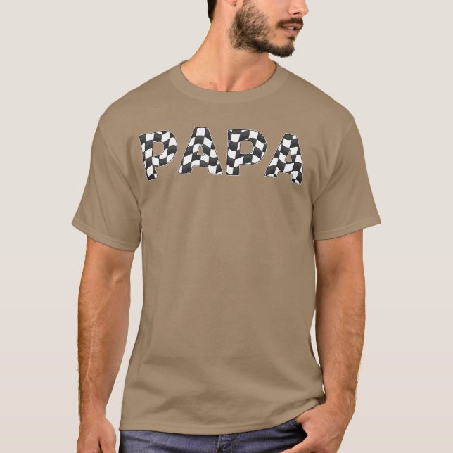 Camiseta Carrera de control Papa White Black Checkerboard h (Anverso)