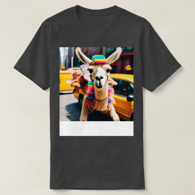 Camiseta Carrera de Llama en taxi (Diseño del anverso)