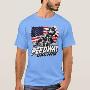 Camiseta Carrera plana con bandera estadounidense de motoci