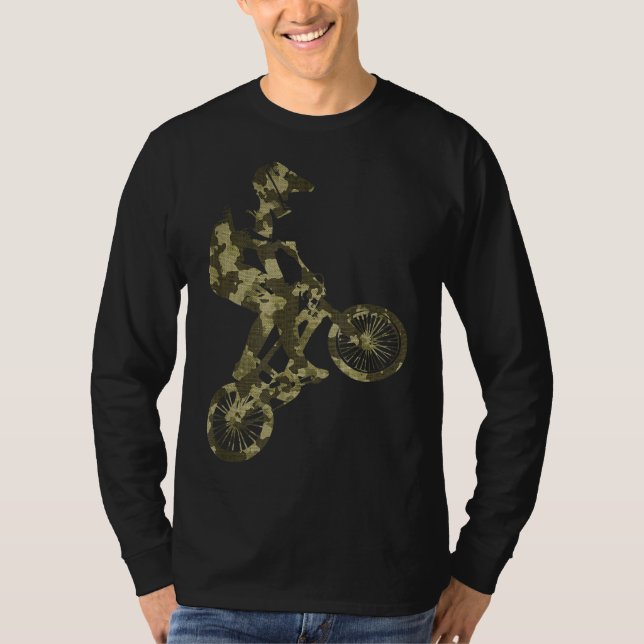 Camiseta Carreras BMX Extreme deportes Bicicleta Camuflaje  (Anverso)