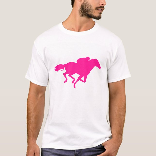 Camiseta Carreras Caballo Rosado Caliente; Caballo Race (Anverso)