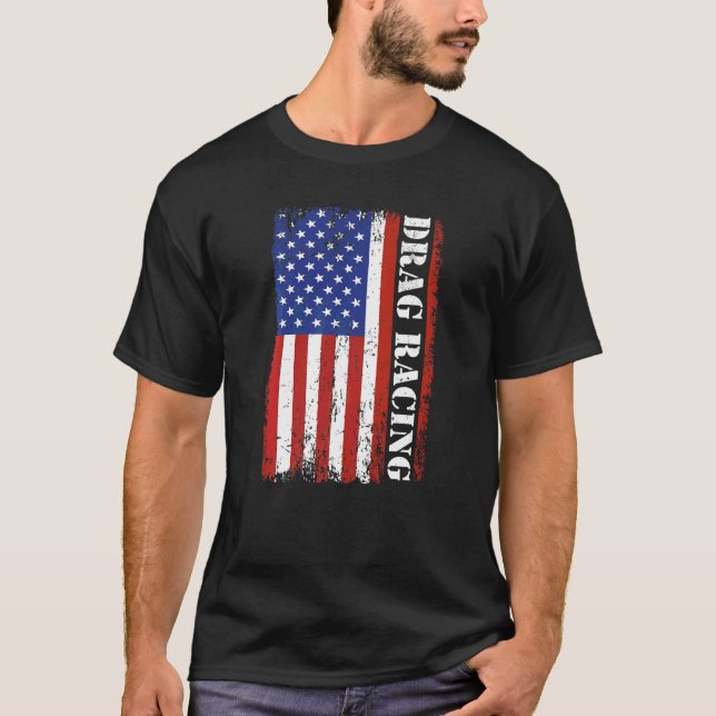 Camiseta Carreras de arrastre de la bandera estadounidense  (Anverso)