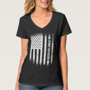 Camiseta Carreras de autos sprints con bandera de EE. UU.
