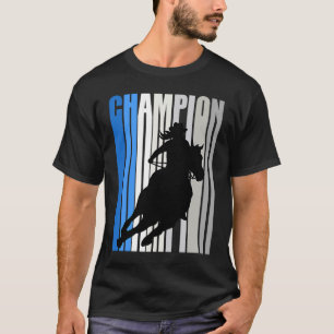 Camiseta Carreras de barril azul campeona de bovina de caba