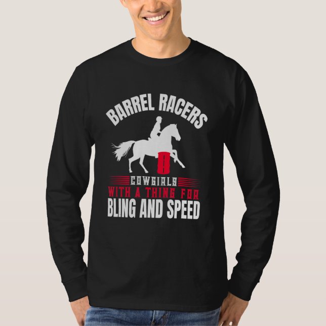 Camiseta Carreras De Barril De Caballo, Vaquera Con Una Cos (Anverso)