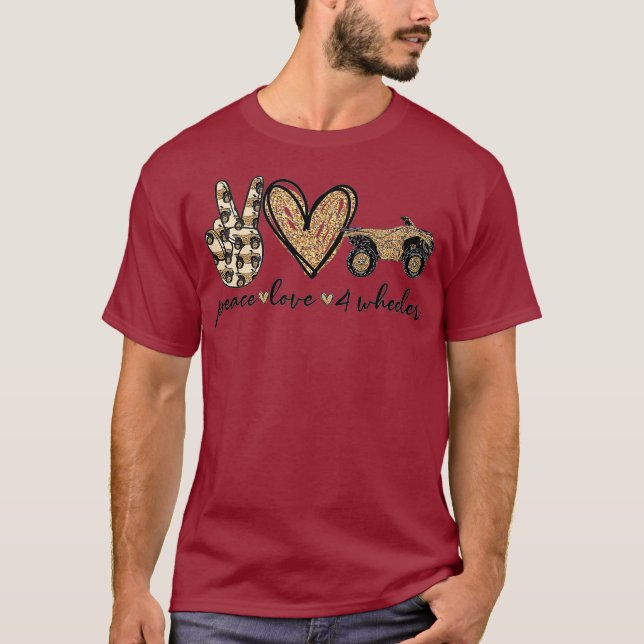 Camiseta Carreras de bicicletas de ruedas ATV Peace Love pa (Anverso)