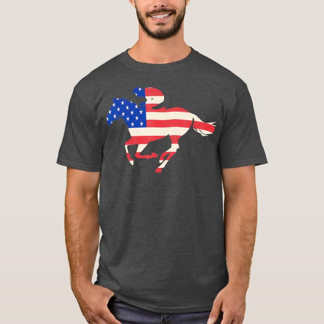 Camiseta Carreras de caballo Bandera Americana Jockey Ecues (Anverso)