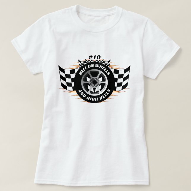 Camiseta Carreras de coches deportivos Infierno en ruedas y (Diseño del anverso)