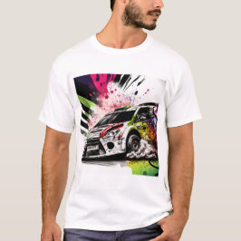 Camiseta Carreras de la concentración, graffiti, blanco de 