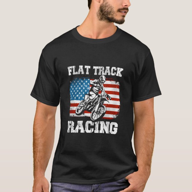 Camiseta Carreras de motocicletas de pista plana con bander (Anverso)