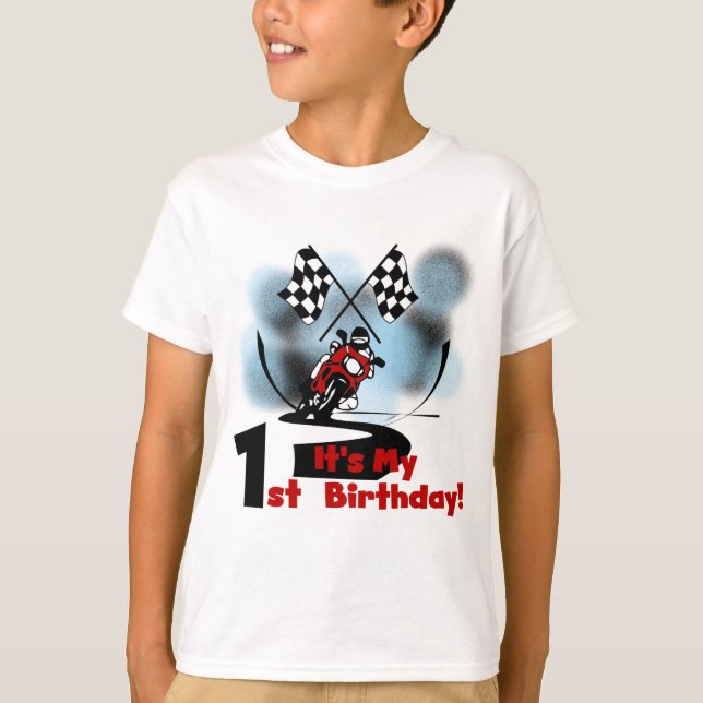 Camiseta Carreras de motocicletas Primer cumpleaños camiset (Anverso)