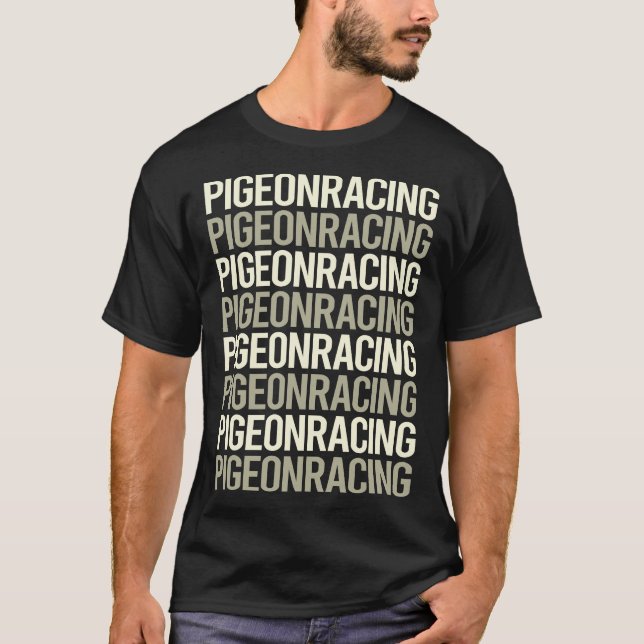 Camiseta Carreras de pichón de texto blanco (Anverso)