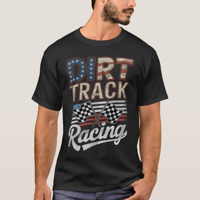 Camiseta Carreras Dirt Track Bandera Patriótica Estadounide (Anverso)
