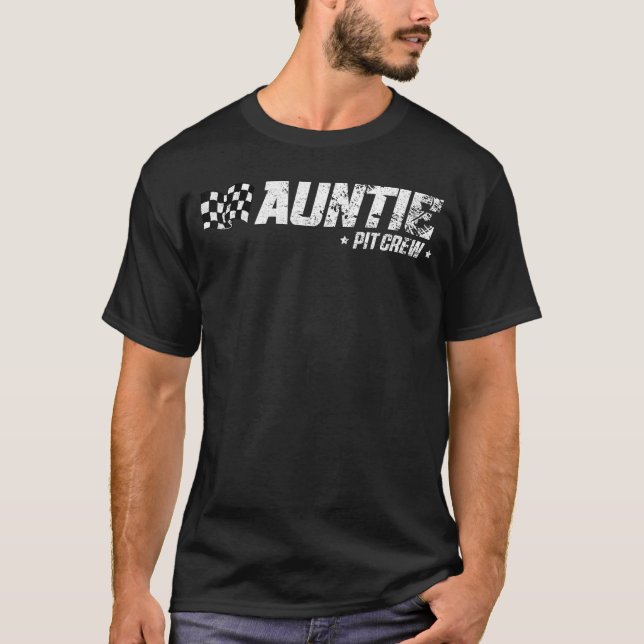 Camiseta Carreras familiar de cumpleaños de tía Pit Crew Ra (Anverso)