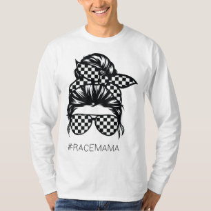 Camiseta Carreras mamá Messy Bun Racer Race Día de la Madre