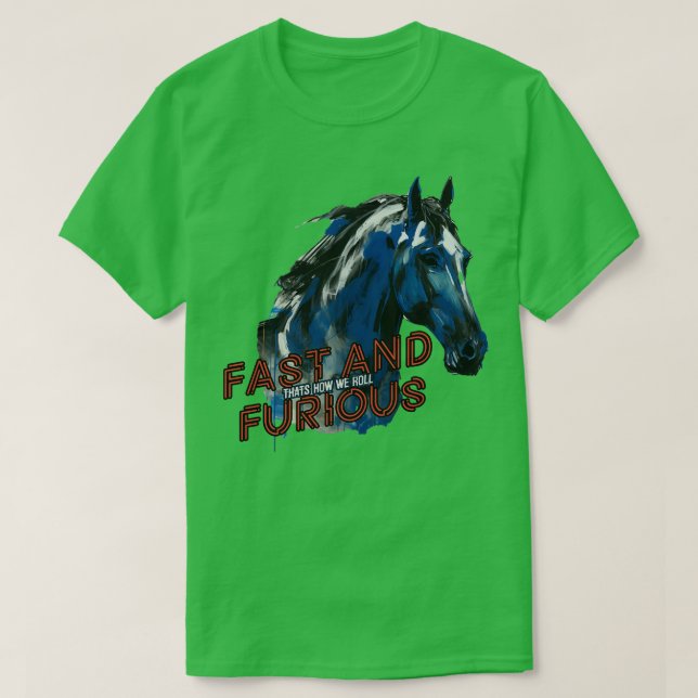 Camiseta Carreras rápida y curiosa de caballos (Diseño del anverso)