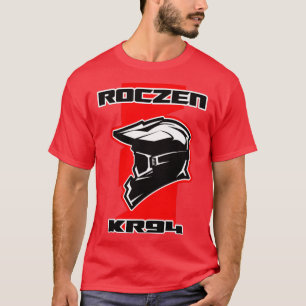 Camiseta Carreras sucia de bicicleta roja con casco y gafas