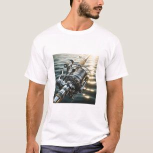 Camiseta Carrete de Pesca Clásico Brilla en Hombres en Agua