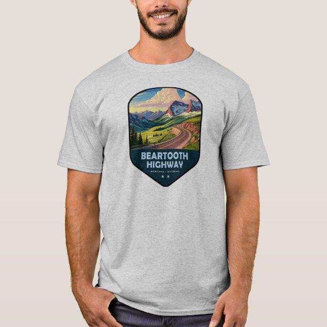 Camiseta Carretera Beartooth Montana Wyoming Escudo (Anverso)