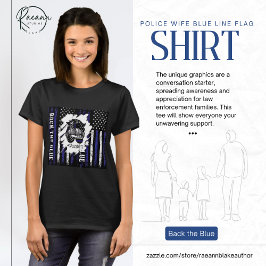 Camiseta Carretera con bandera azul de la esposa policial