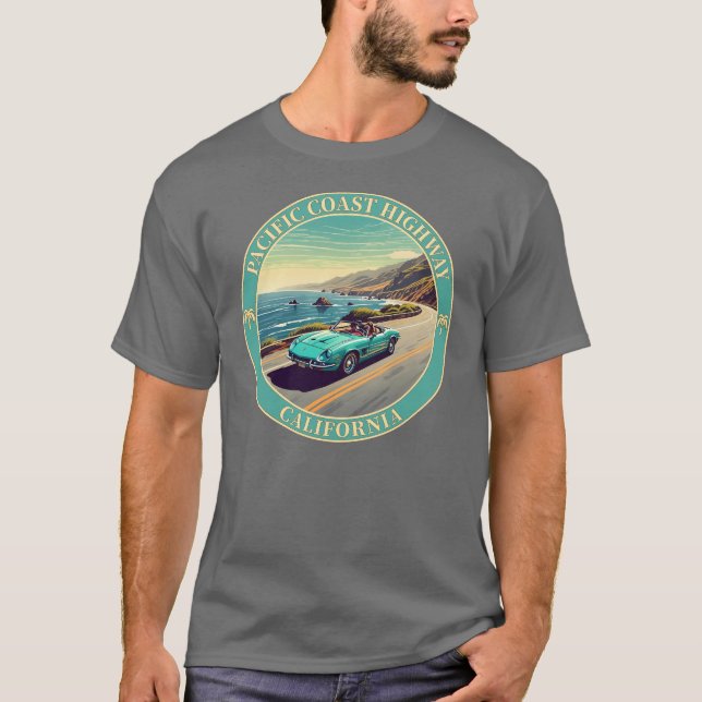 Camiseta Carretera de la costa del Pacífico, California (Anverso)