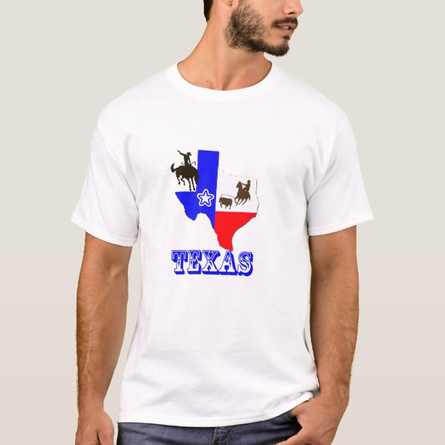 Camiseta Carretera de mapas estatales de Texas con Cowboy (Anverso)