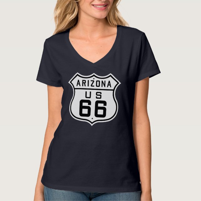 Camiseta Carretera de Rótulo de la autopista 66 para mujere (Anverso)