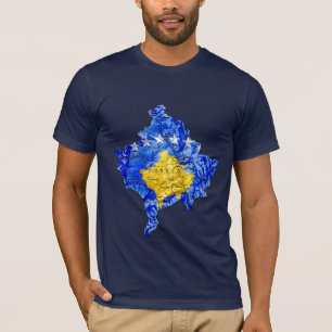 Camiseta Carretera del mapa de color de la bandera de Kosov
