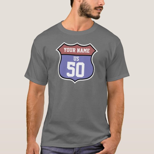 Camiseta Carretera personalizada 50 del nombre y del número (Anverso)