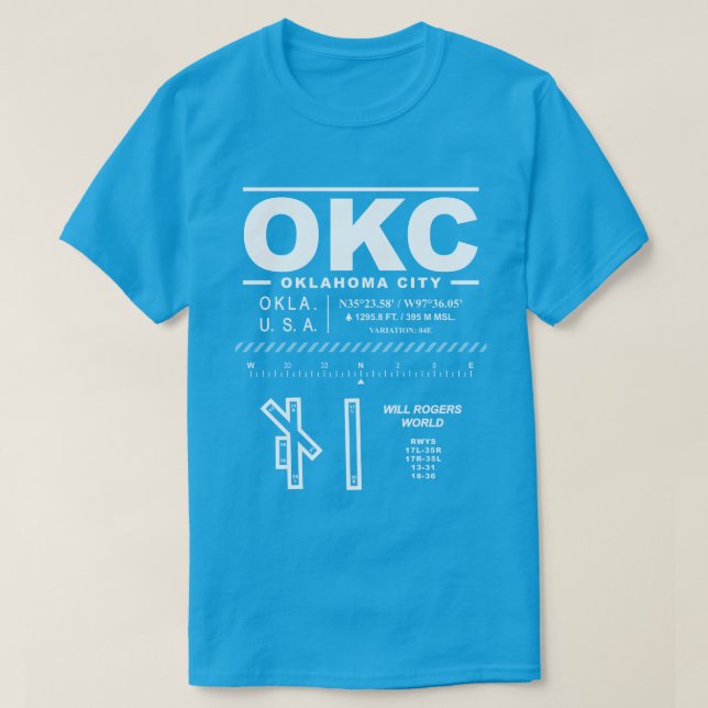 Camiseta Carretera Will Rogers World Airport OKC (Diseño del anverso)