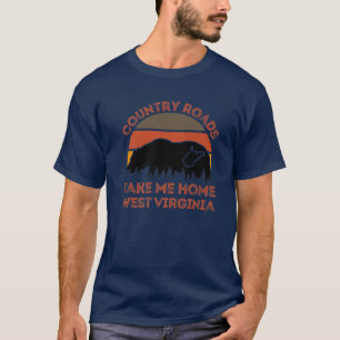 Camiseta Carreteras rurales del Mapa de Virginia Occidental