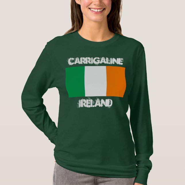 Camiseta Carrigaline, Irlanda con bandera irlandesa (Anverso)