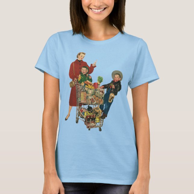 Camiseta Carrito de compras para familias, madres y niños r (Anverso)