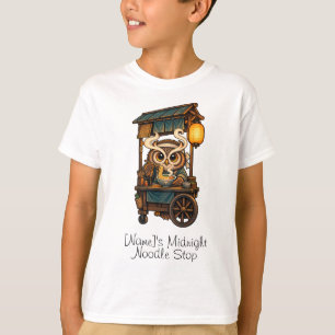 Camiseta Carrito de Ramen de Búho Mercado Nocturno de Linte