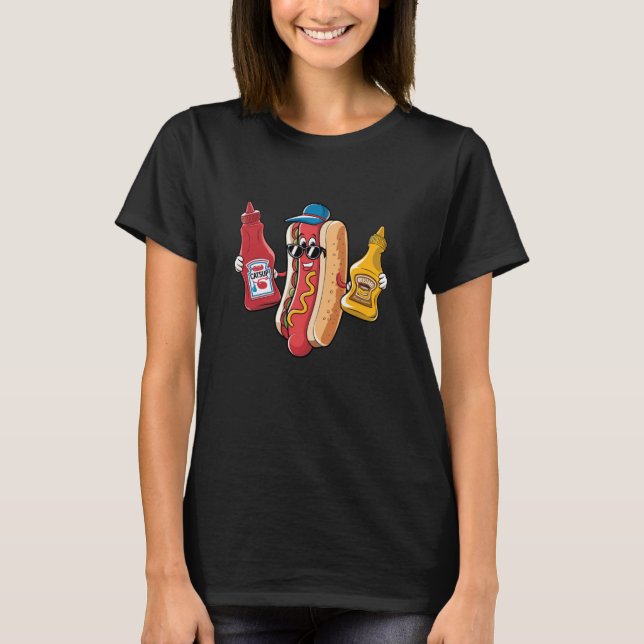 Camiseta Carritos de comida de vendedores de hot dog Salsa  (Anverso)