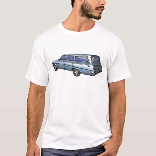 Camiseta Carro 1962 de estación de Chevrolet del azul (Anverso)