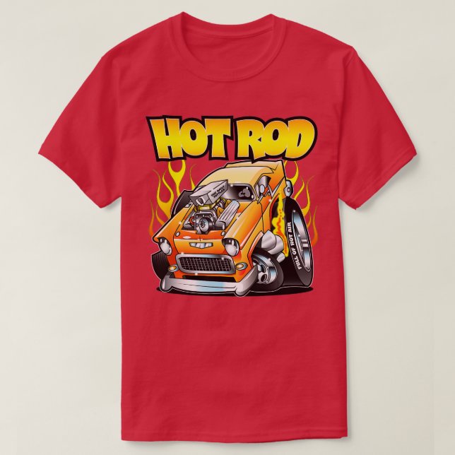 Camiseta Carro caliente 55 Gasser soplado coche de llamas a (Diseño del anverso)