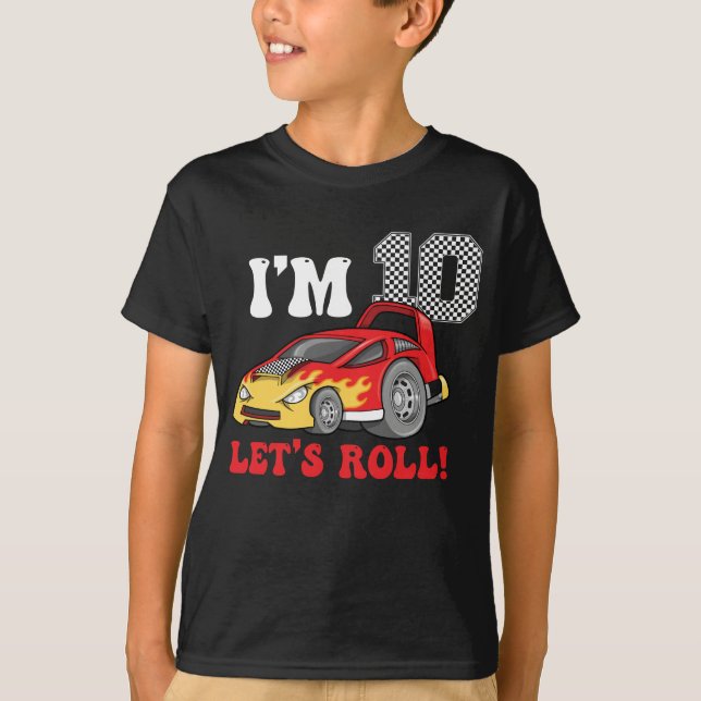 Camiseta Carro de 10 años de carrera, vamos a correr (Anverso)