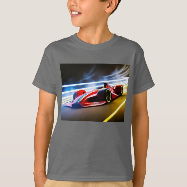 Camiseta Carro de carreras elegante en rojo en pista (Anverso)