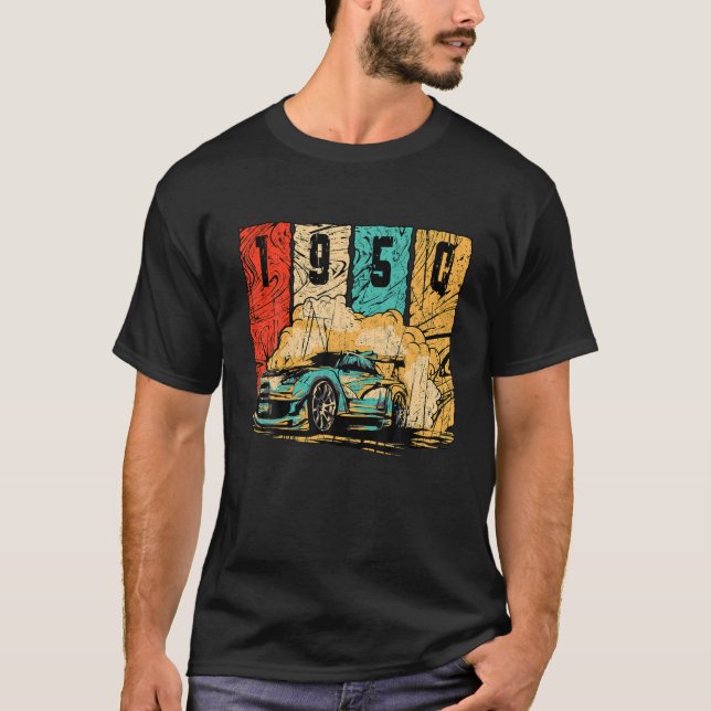 Camiseta Carro de deriva retro para vagones de 1950 cumplea (Anverso)