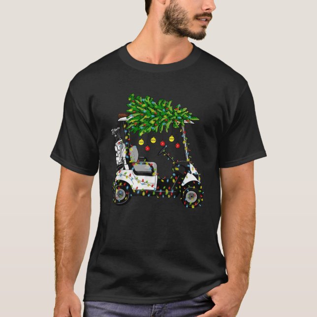 Camiseta Carro de golf Árbol de Navidad Luces de Navidad De (Anverso)