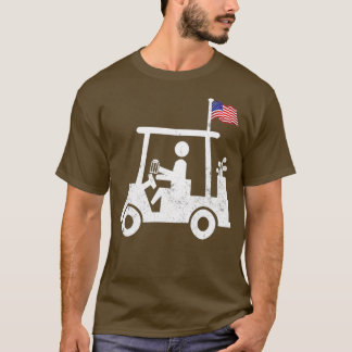 Camiseta Carro de golf Beer Golfer con bandera estadouniden