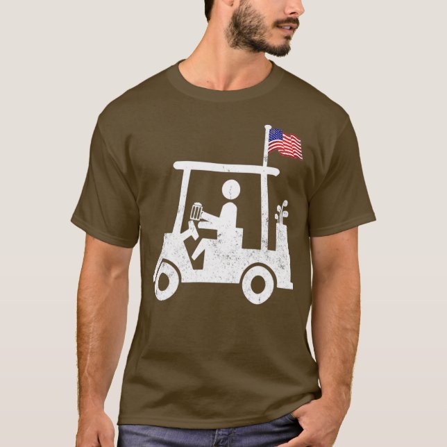 Camiseta Carro de golf Beer Golfer con bandera estadouniden (Anverso)