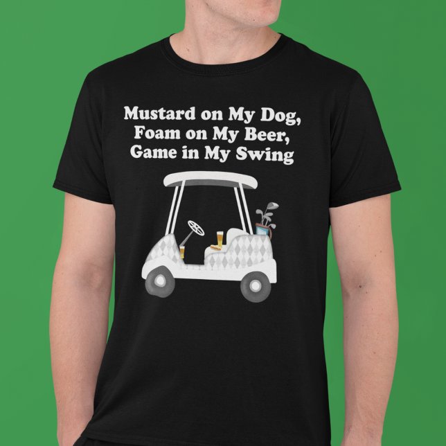 Camiseta Carro de golf con cerveza y Argyle de perro calien (Subido por el creador)