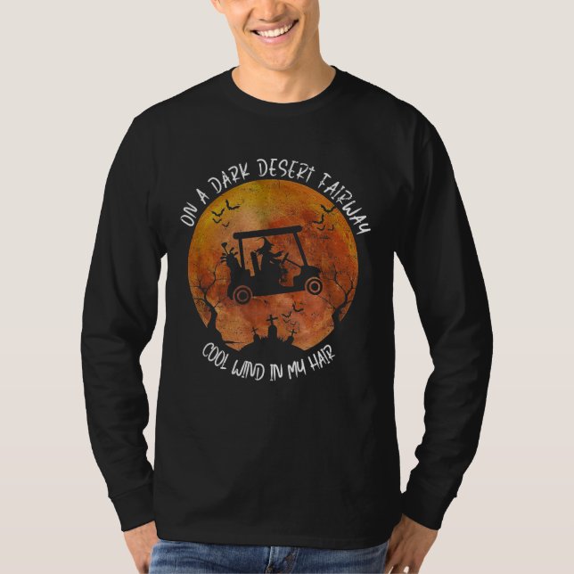 Camiseta Carro de golf de halloween en un desierto oscuro (Anverso)