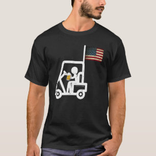 Camiseta Carro de golf patriótico Bandera estadounidense Go