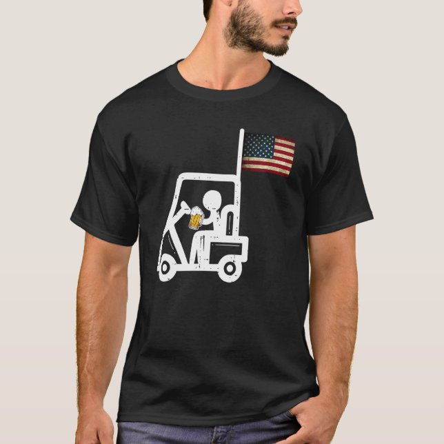 Camiseta Carro de golf patriótico Bandera estadounidense Go (Anverso)