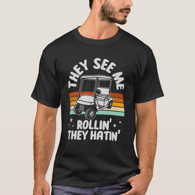 Camiseta Carro de golf que me ven Rollin' Que odian' Divert (Anverso)